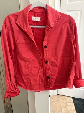 Anthropologie CHINO Bright Red Button Jacket